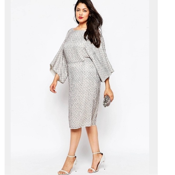 ASOS RED CARPET 16 Sequin Grid Kimono Midi Dress - Picture 1 of 13